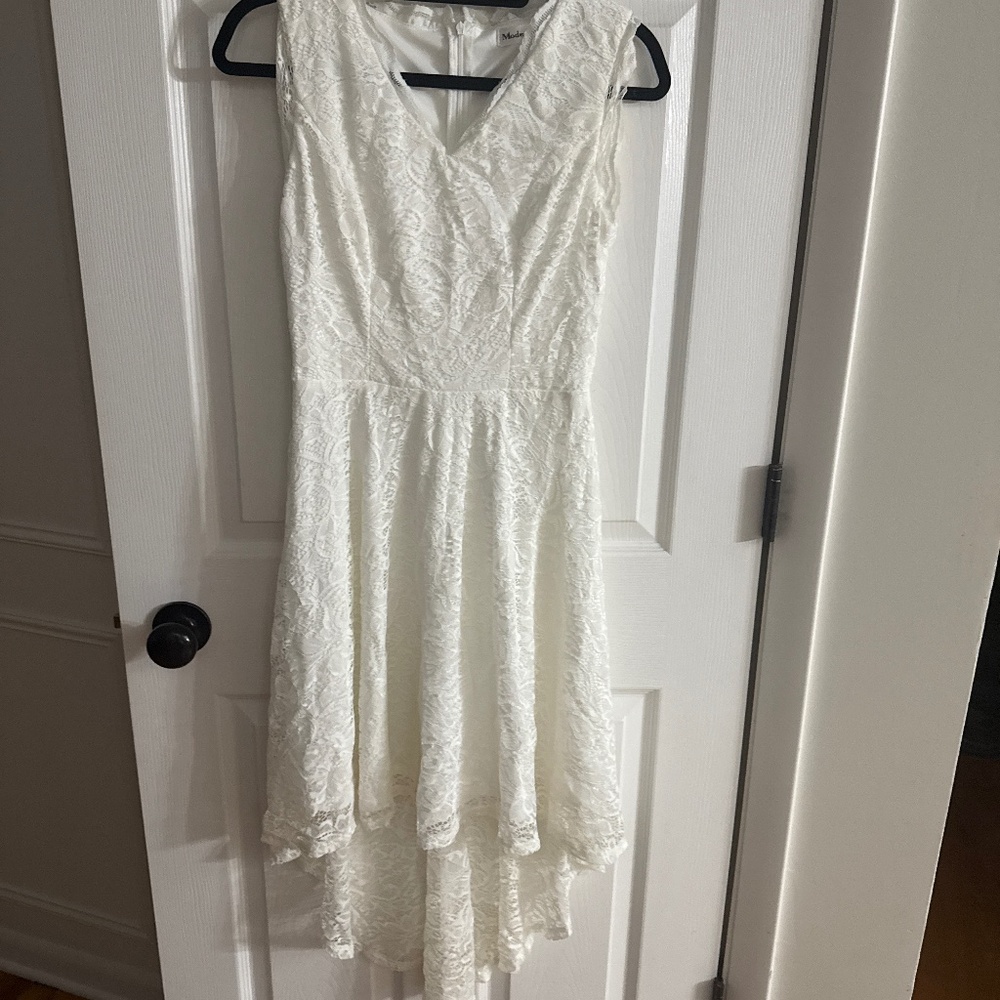 White high low lace dress